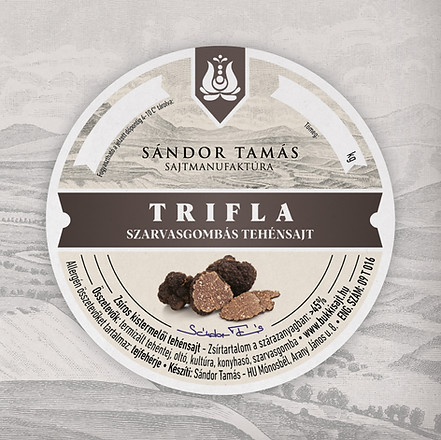 Tamás Sándor Cheese Factory Trifla cheese label design