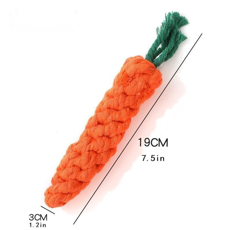 Thumbnail: 1pc Pet Knot Toy for Dog and Cat Carrot Shape Dog Chew Toys Cotton Rope Toys for