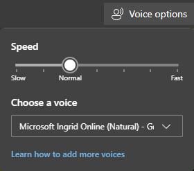 Voice options user box