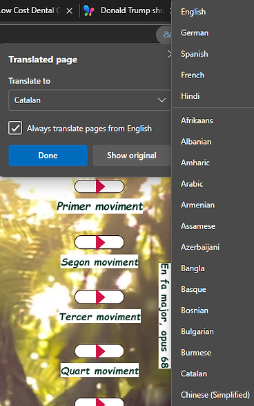 Long list of languages