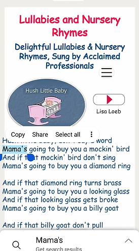 A horizontal menu appears over the word that's pressed firmly