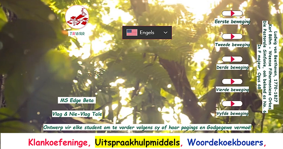Shows how website looks when translated to Afrikaans