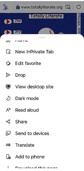 Shows the many choices within the user menu