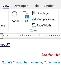 One Page view on Word Ribbon