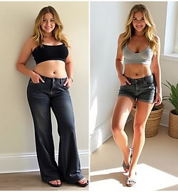 weight loss girl. she is wearing big pant which wear before lossing weight.jpg
