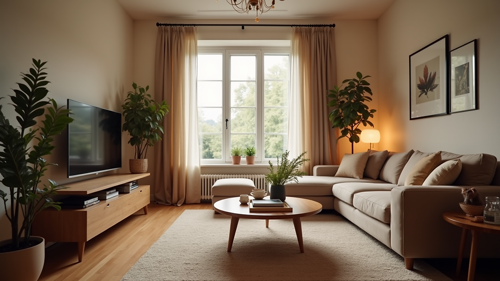 Eye-level view of a cozy living room with a welcoming atmosphere