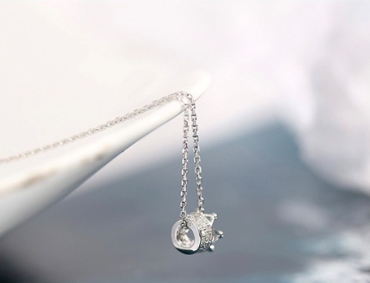 Hình thu nhỏ: Dây chuyền bạc nữ HANTIE Crown nạm đá xinh xắn