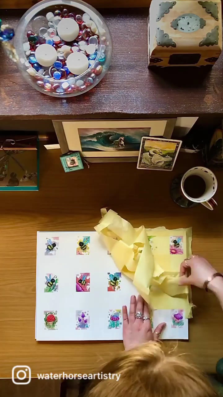 Thumbnail: Bumblebees - Miniature Framed Original Artworks