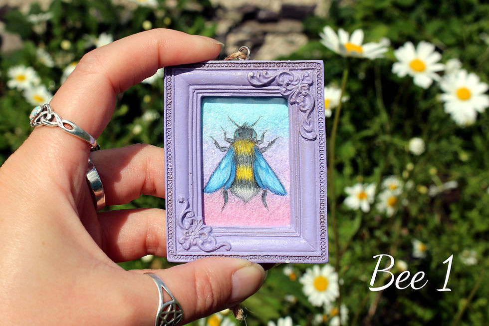 Thumbnail: Bumblebees - Miniature Framed Original Artworks