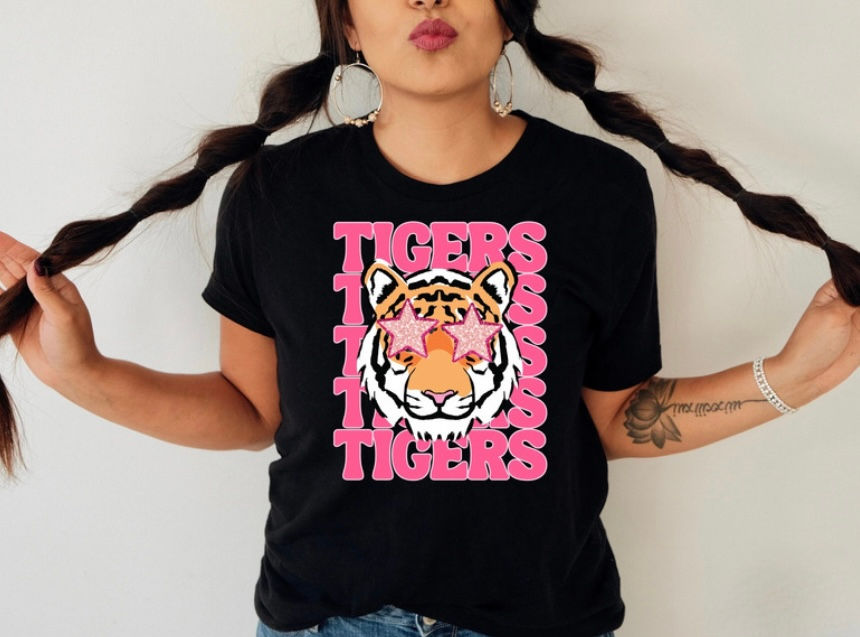 STACKED TIGERS PINK MASCOT
