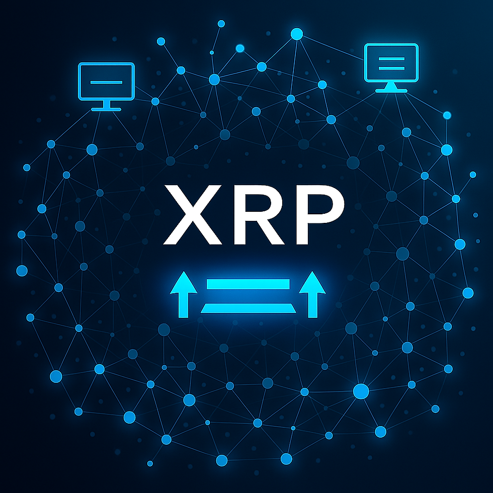 Illustration eines digitalen XRP-Netzwerks mit hoher Transaktionsaktivität