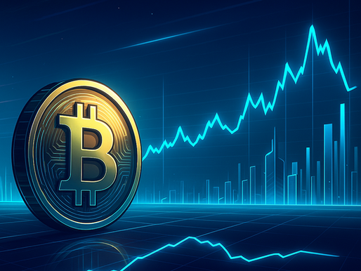 3D-Darstellung eines Bitcoins mit stagnierender Kurslinie im Hintergrund, symbolisch für die aktuelle Seitwärtsbewegung und die Spannung vor dem US-CPI-Bericht.