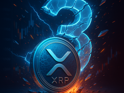 XRP-Token durchbricht Widerstand bei 3 USD mit gemischten Chartsymbolen im Hintergrund