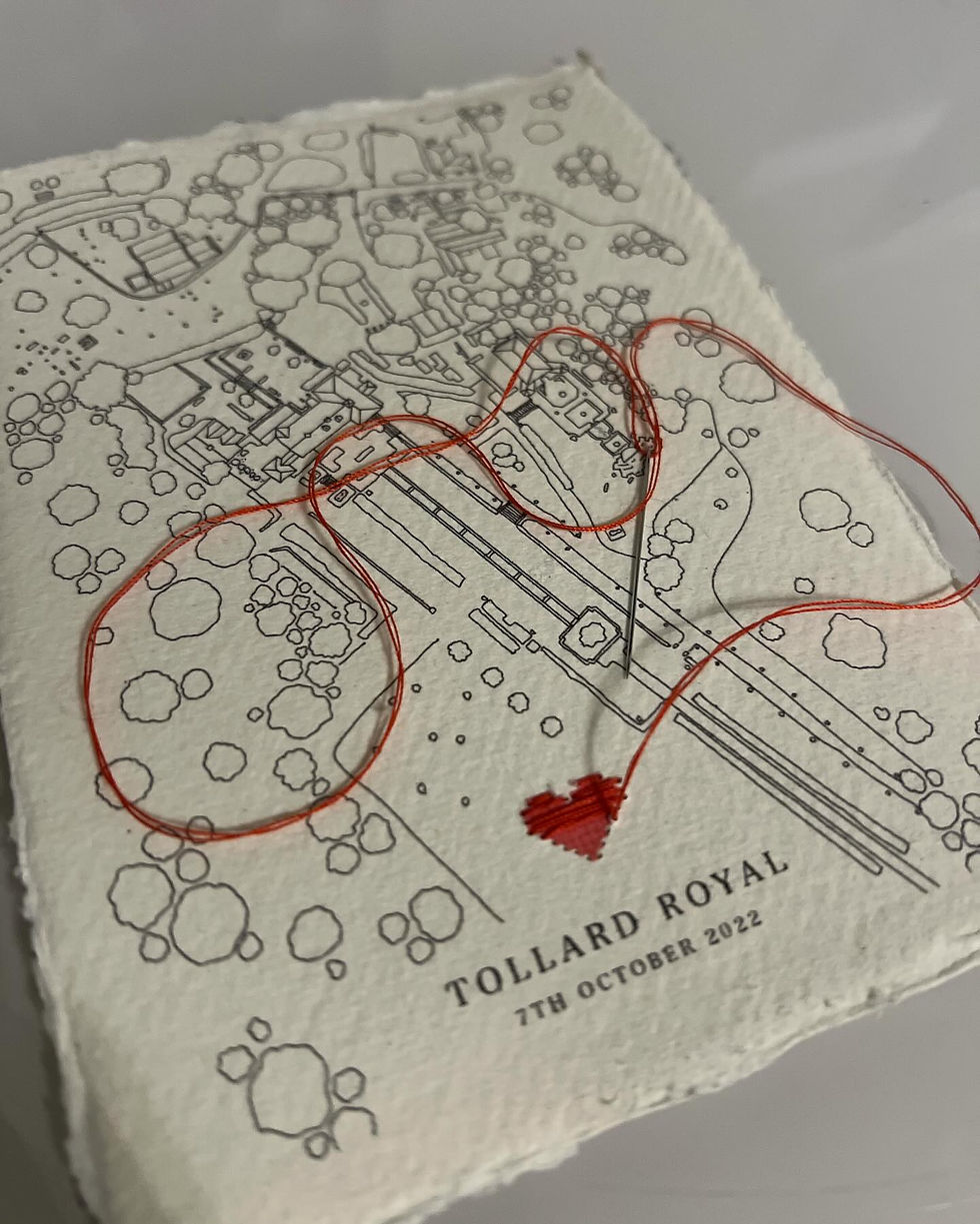 Aerial Map being handstiched