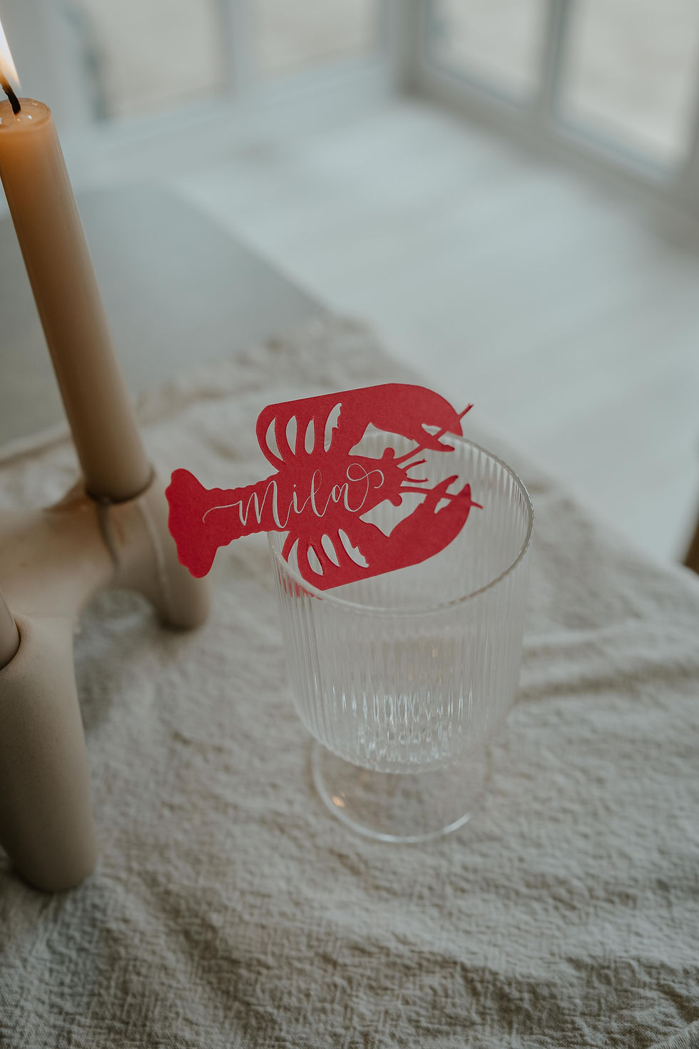Custom Place Card - Lobster with White Ink
