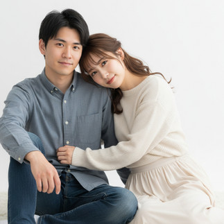 座って寄り添い