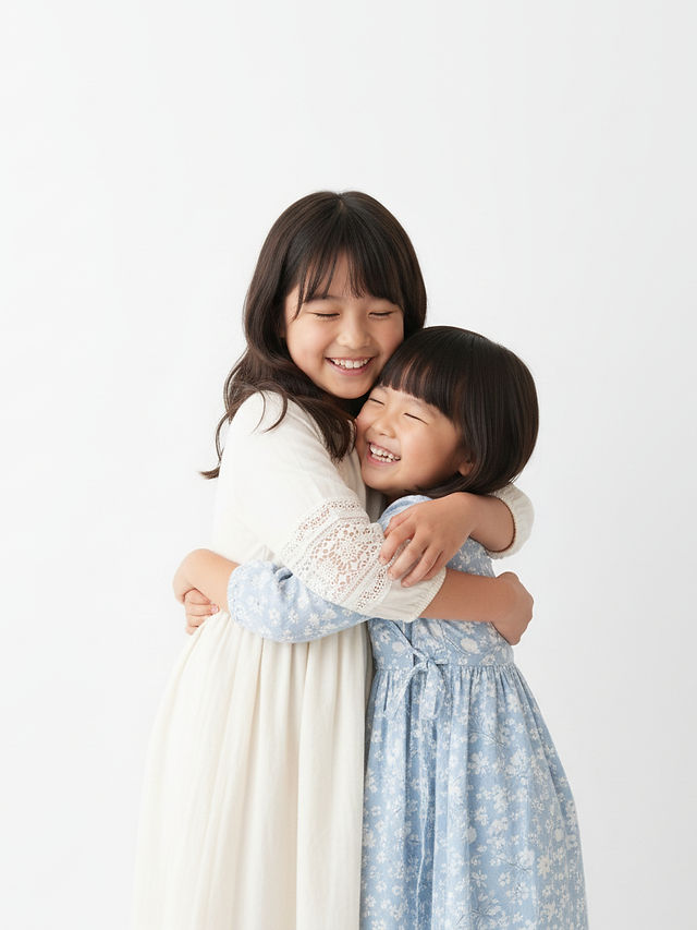 ぎゅっとハグする姉妹