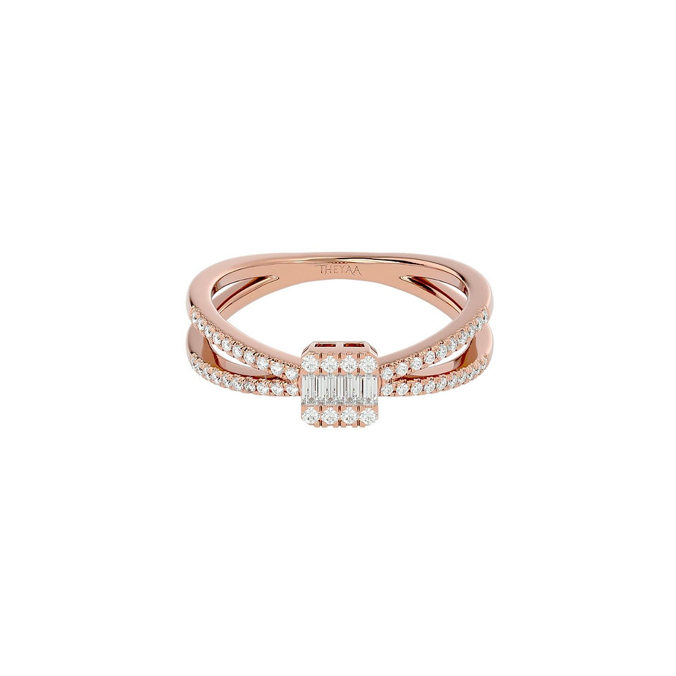 Thumbnail: Crossover Baguette Diamond Cluster Ring