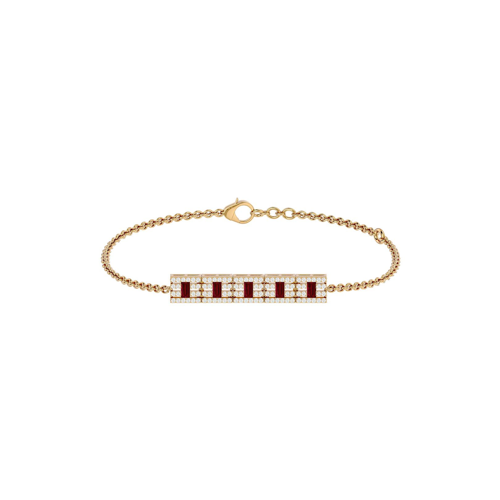 Ruby & Diamond Dual Tone Bracelet