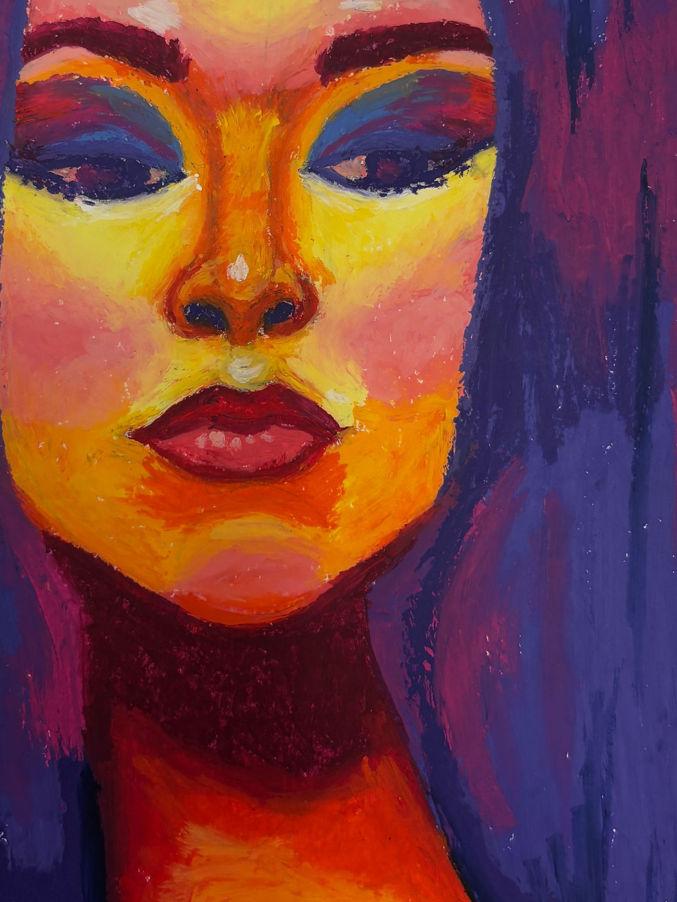 Thumbnail: Original Oil Pastel Drawing Framed
