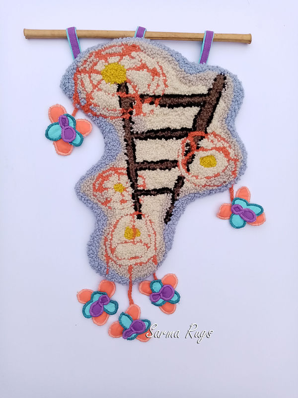 Stairs and Petals textile artwork