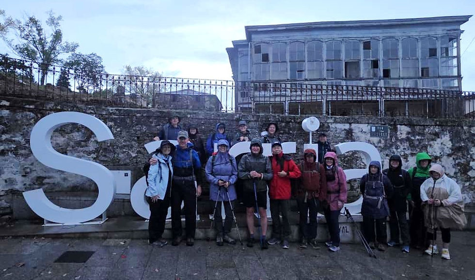 Our group of 18 pilgrims starting out in Sarria on our first day