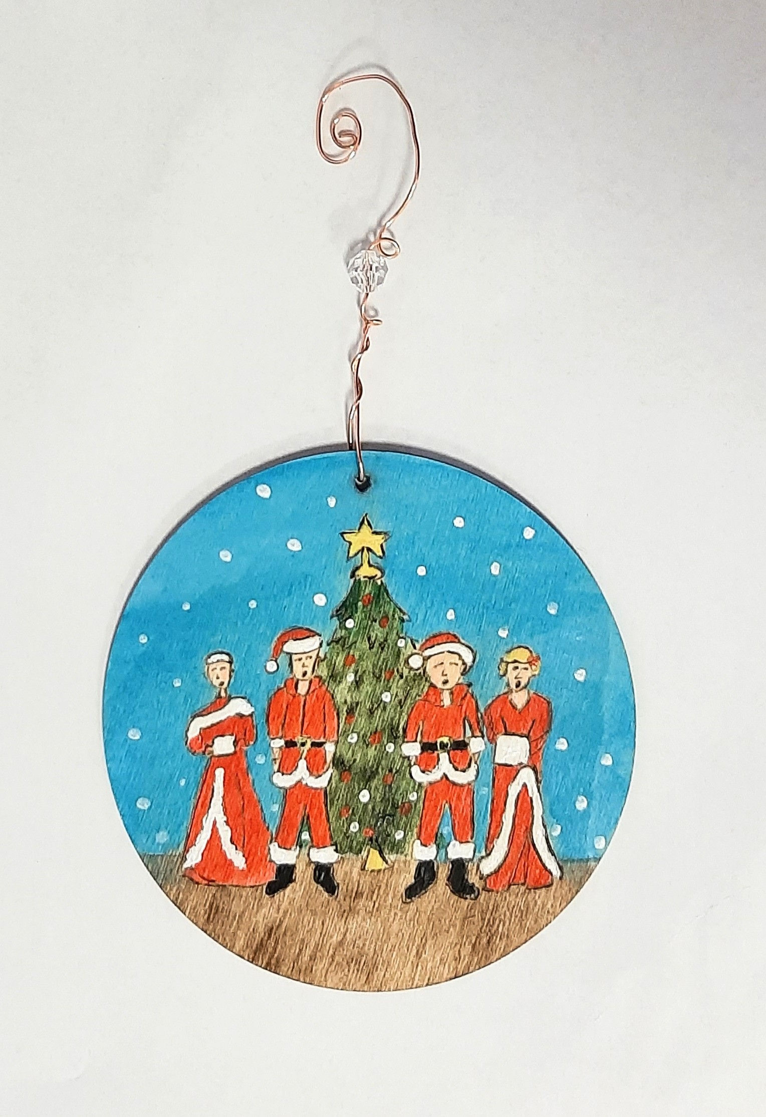 White Christmas Wood Ornament