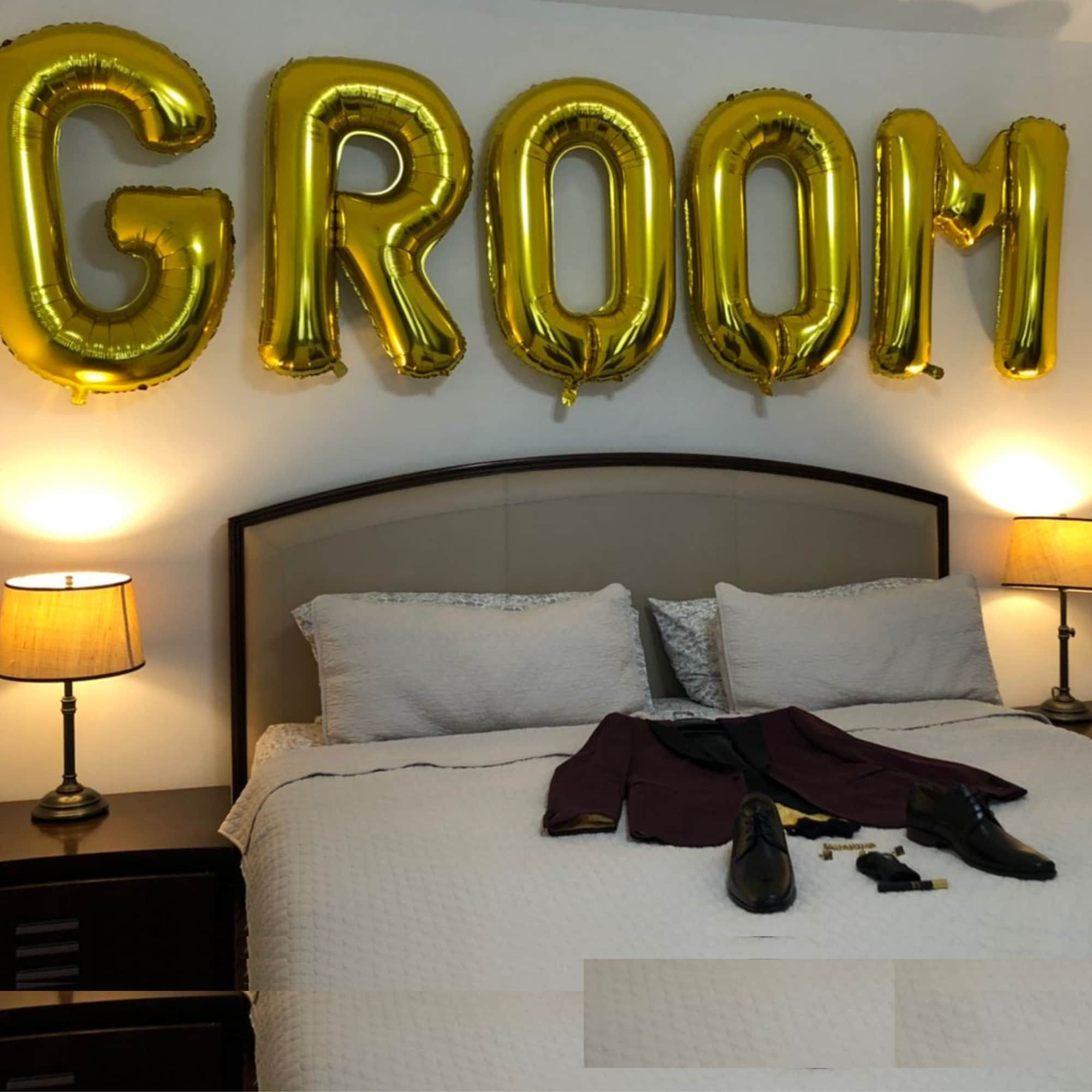 GIANT Groom Gold Foil Letter Balloon 40" Groomsmen - XL groom letters - Bride to