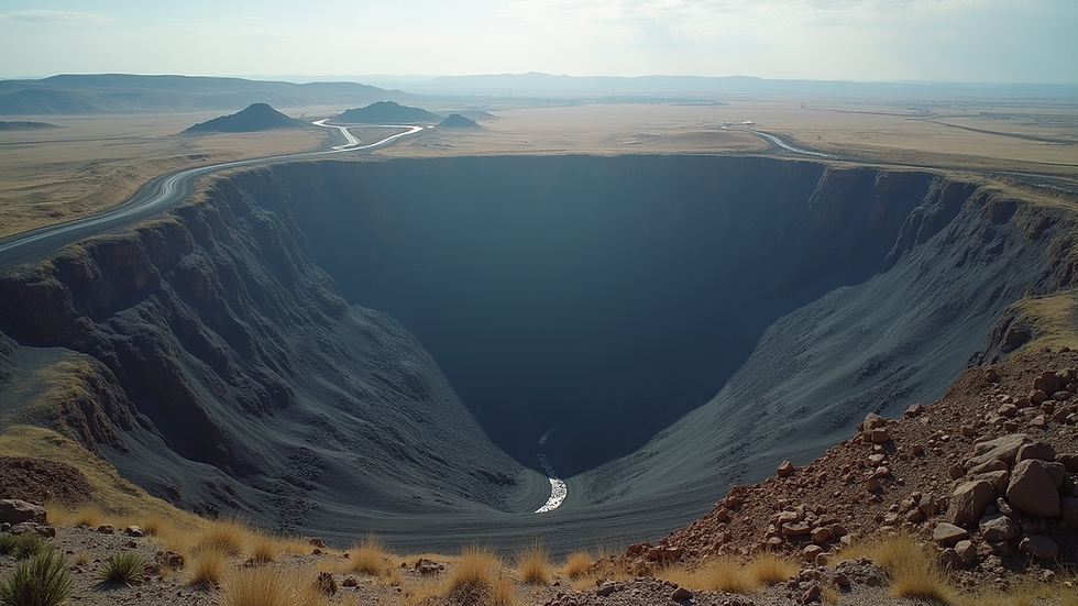 High angle view of open-pit coal mine in Wyoming