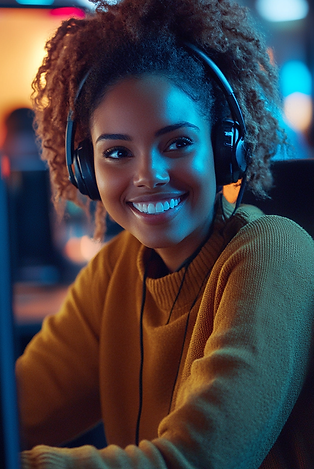 Call center staff worker happy to help