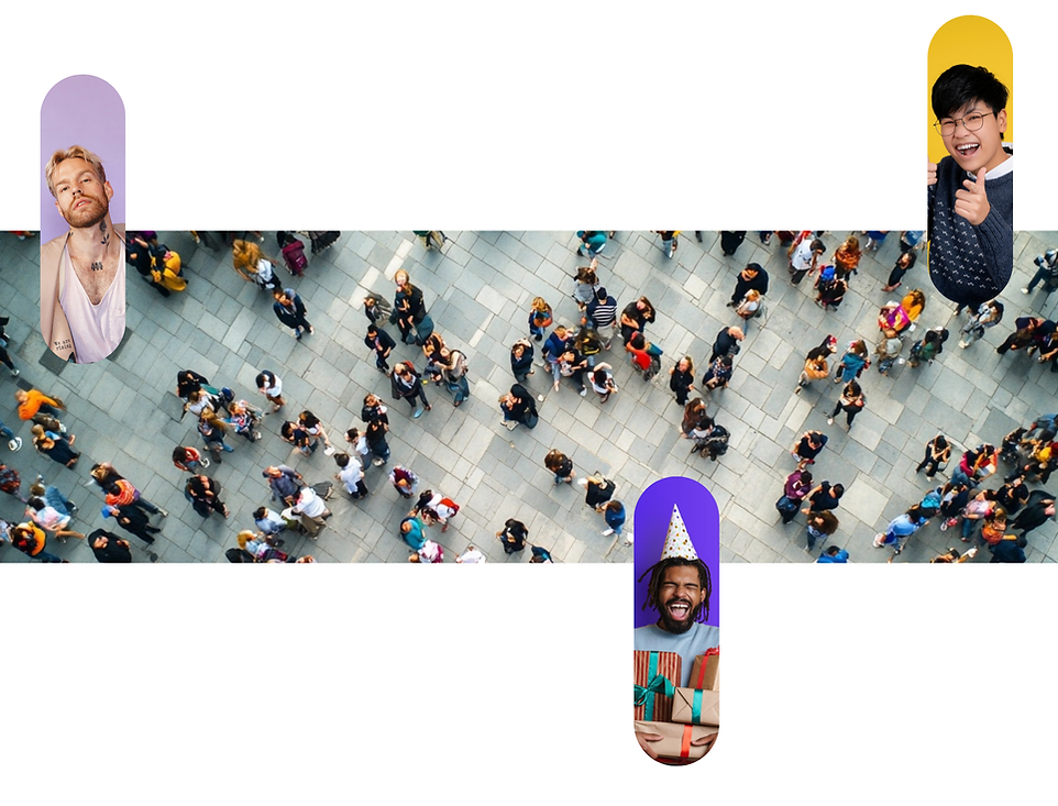 Participants bubbles emerging from aerial view of square