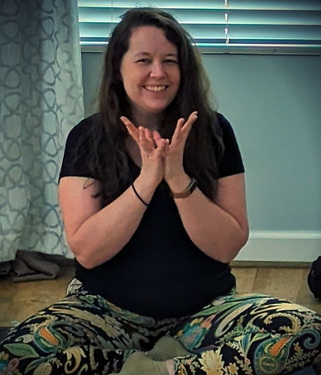 Lisa Franklin holding lotus mudra