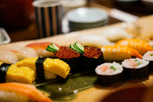 A set of sushi at a restaurant in Japan