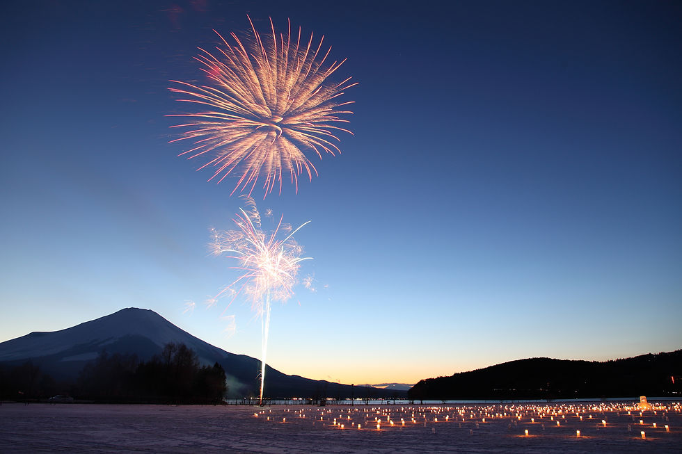 Fireworks near the seaside in Japan