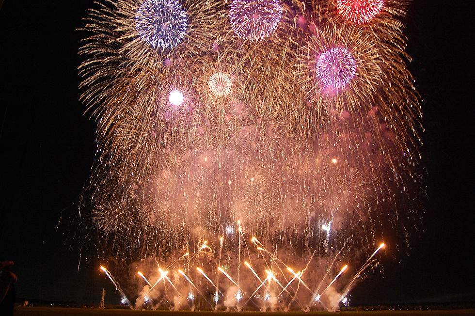 Colorful fireworks at a festival in Japan