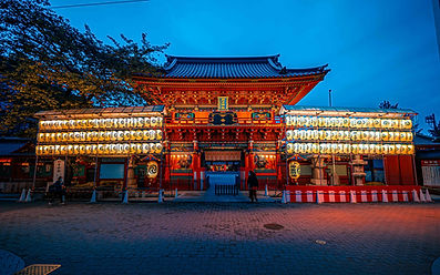 A shrine at night in Tokyo, Japan