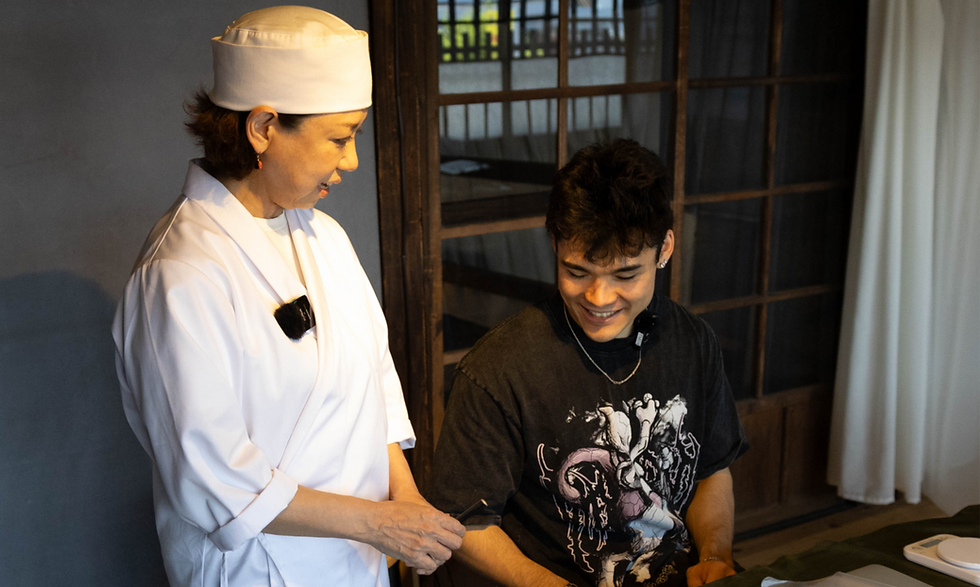 making sushi in The Beautiful 140 year old house in little Edo Kawagoe featuring a beautiful wooden interior
