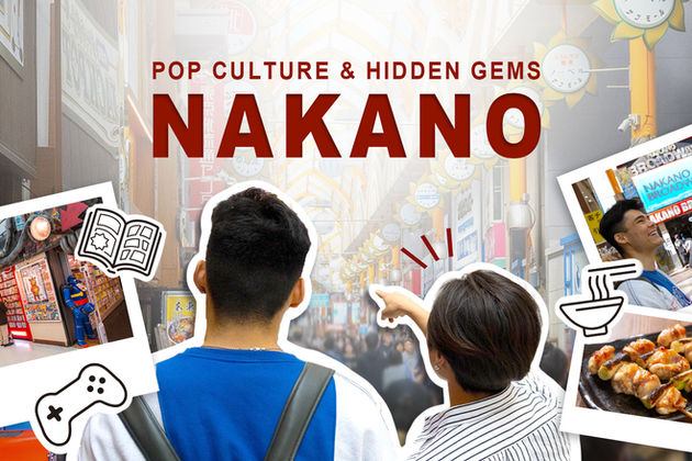 2 friends looking around Nakano area in Tokyo, Japan