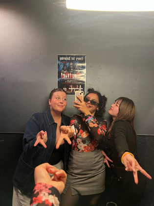 Friends having fun at night in Tokyo