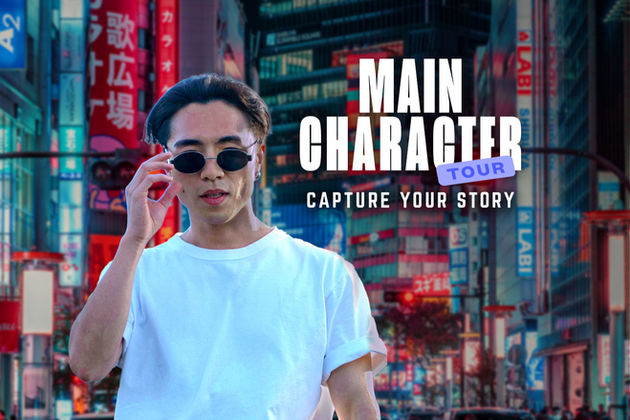 Man posing at night in Japan