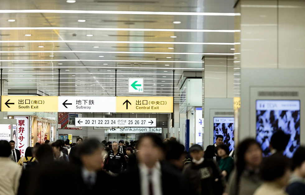 A thick crowd of people at a major train station in Japan