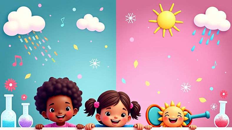 Smiling kids learning about weather