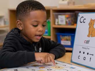 an African American learning phonics words