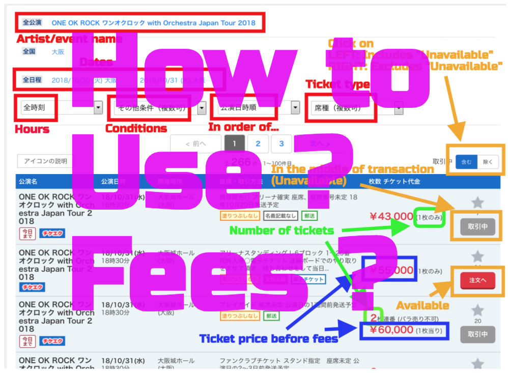 Japanese Resale Ticket Sites How to Use & Fees/Payment methods