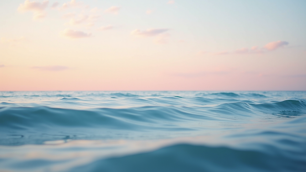 Eye-level view of a serene landscape with gentle waves