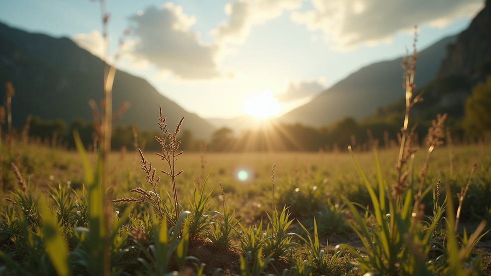 Eye-level view of a calm and serene natural landscape