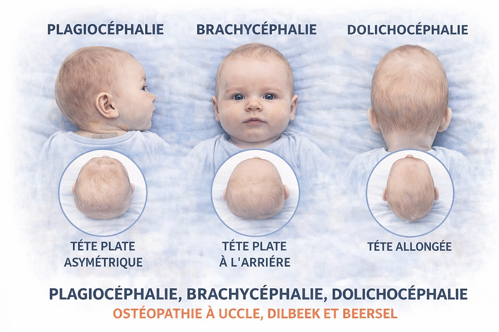 Plagiocéphalie, brachycéphalie, dolichocéphalie chez le bébé