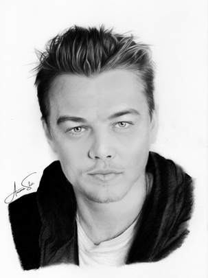 Leonardo  DiCaprio, portret wykonany ołówkami.