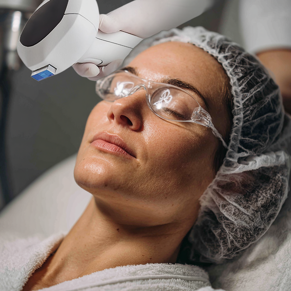 Woman in Houston medspa getting a VMS repaired Lumecca IPL treatment