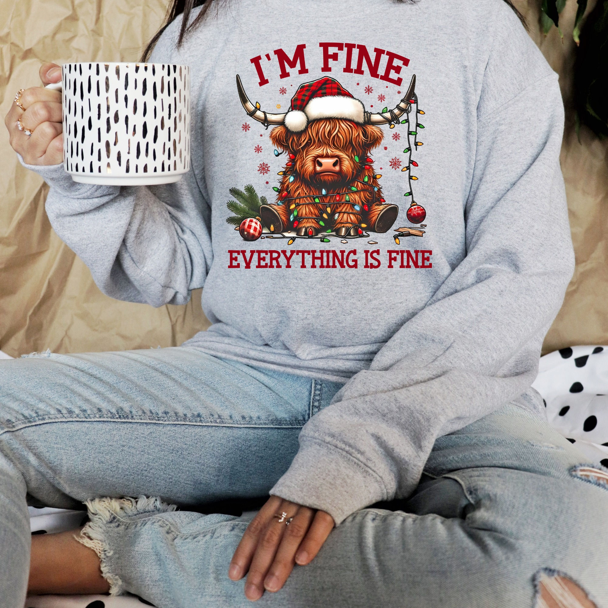 I'm Fine Everything is Fine Holiday Crewneck